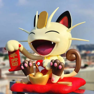 35cm Spot Pokémon Anime Figure Lucky Meow Gk Pokemon Vinyl Model Statue Lucky Cat Desktop Porch Ornaments Doll Toy Birthday Gift