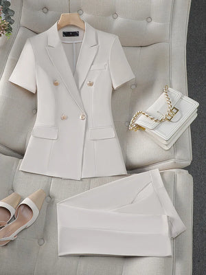 High-End Business Suit Women2024Summer New High Sense Elegant Formal Clothes Work Clothes Two-Piece Suit