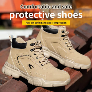 Winter Plush Work Boots For Men Ankle Anti-smash Anti-puncture Safety Shoes Steel Toe Protective Male Footwear Indestructible