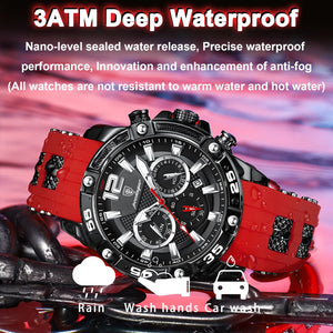 POEDAGAR Luxury Man Wristwatch Sport Chronograph Waterproof Luminous Date Watches for Men Casual Quartz Silicone Men Watch Reloj