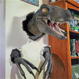 3D Dinosaur Wall Mounted Sculpture Wall Bursting Hanging Dinosaur Head Resin Dinosaur Head With Claws Home Decor #W0