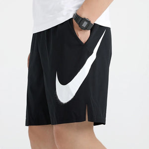 Original Nike Men's Quick Dry DRI-FIT Running Equipment Fitness  Sports SWOOSH Casual Black Shorts CZ6371-010