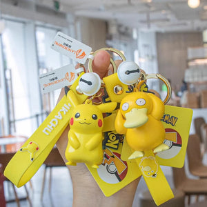 Pokemon Keychain Pikachu Bulbasaur Squirtle Jigglypuff Anime Action Figure Toys Pendant Charmander Psyduck Accessory Bag Keyring