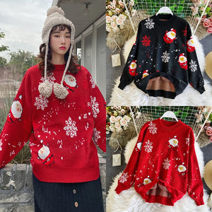 Christmas Attire Knitted Sweaters Thickened Round Neck Winter Sweaters Santa Claus Autumn and Winter Couple Outfit