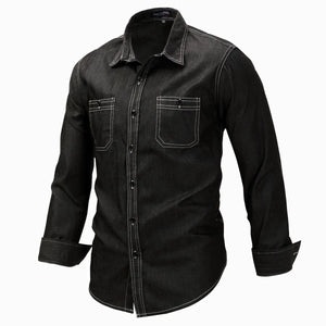 3XL Mens Lapel Cardigan Long Sleeve Demin Shirts Male Outdoor Hiking Cycling Training Shooting Climbing Breathable Tactical Tops