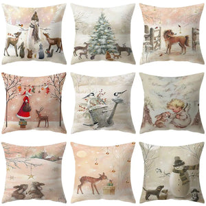 45cm Christmas Pillowcase Cushion Cover Christmas Decorations for Home 2024 Christmas Ornament Gift Navidad Happy New Year 2025