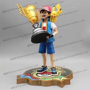 2024 New 28cm Pokemon Pikachu Champion Ash Ketchum Model Cartoon Characters Around Pvc Collection Model Desktop Ornaments Gifts