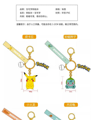 Pokemon Keychain Pikachu Bulbasaur Squirtle Jigglypuff Anime Action Figure Toys Pendant Charmander Psyduck Accessory Bag Keyring