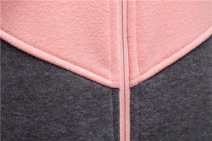 2021 New Spring Hoodied Sweatshirt Ladies Casual Patchwork Slim Womens Jackets Brand Warm Long Style Buttocks Hoodies Women