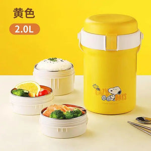 1.6/2L Kawaii Snoopy 316 Stainless Steel Layered Insulated Bento Box Students Office Workers Portable Large-Capacity Lunch Box