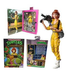 Neca 54233 Teenage Mutant Ninja Turtles 1987 Anime Figurine Female Journalists Action Figure 18cm Collection Doll Model Gift Toy