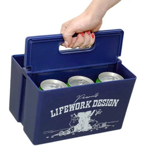 24*15*16Cm Blue Snoopy Charlie Portable Multi-Purpose Large Capacity Hand-Held Beer Drink Storage Box Kawaii Anime Boys Gifts