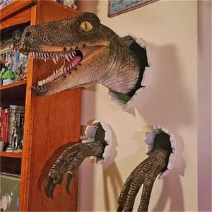 3D Dinosaur Wall Mounted Sculpture Wall Bursting Hanging Dinosaur Head Resin Dinosaur Head With Claws Home Decor #W0