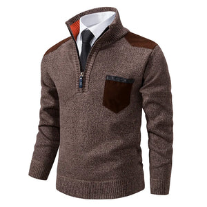 New Autumn Pullover Men's Sweater Half Zipper Patchwork Long Sleeve Warm Slim Sweaters Men Casual Fashion Sweater Men Clothing