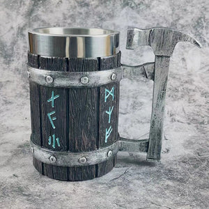 Viking Vintage Oak Barrel Beer Mug Stein with Stainless Steel Liner Coffee Cup Tea Mug Large Capacity Mug Pub Bar Party Gift