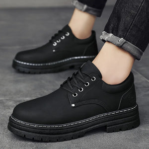 New Fashion Work Shoes Spring Autumn Lace up Leather Shoes Brand Comfy Office Style Leisure Walk Oxfords Men Casual Shoes