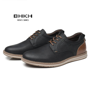 BHKH New Shoes For Men 2024 Spring/Summer Pu Leather Breathable Casual Shoes Lace up Office Style Business Men's Sneaker Zapatil