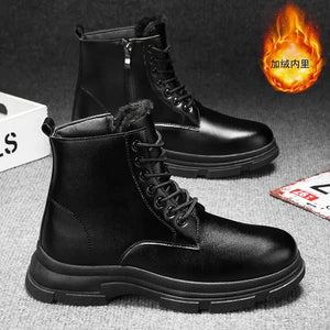 2024 New Style High Top Fashion British Boots Men Black Boots Outdoor Comfort Chelsea Waterproof Anti Slip Men Shoes Short