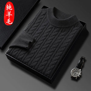 winter 100 wool sweater men cable top fashion clothes mens white clothing vintage black pullover sweaters luxury knit streetwear