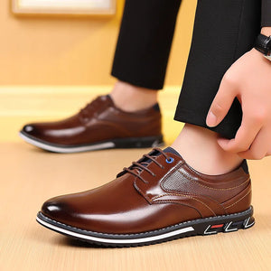 Retro Men Business Shoes Brand Leather Shoes Fashion Casual Shoes for Men Office Brown Breathable Loafers Comfortable Men'shoes