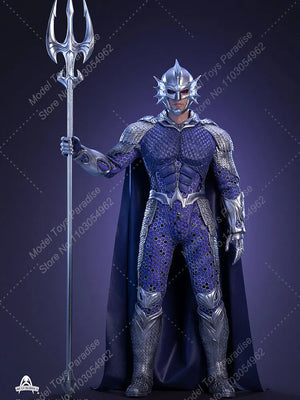 Art Figures AF-027 1/6 Men Soldier Aquaman Silver Armor Battle Clothes With Trident Full Set 12inch  Action Figure Toys Gifts