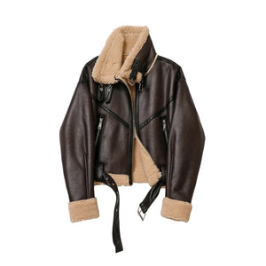 New Winter Jacket Women's Thick Faux Leather Jacket