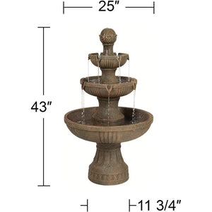 Outdoor Fountain & Waterfall 43 Inch High 3 Levels Linked Garden Terrace Backyard Deck Home Lawn Porch