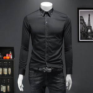 2022 Autumn Winter Luxury Elegant Trendy Men's Casual Fashion Shirts New Embroidery Long Sleeve Blouse Cool Clothes