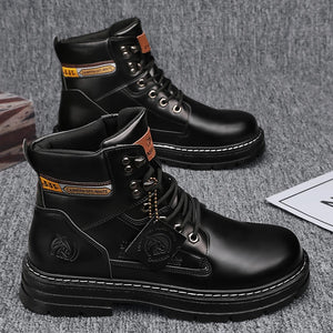 Lace-UP High Quality Fashion Man Outdoor Free Shipping 2024 New Footwea Male Brand Leather Shoes for Men Work Safety Mid-top