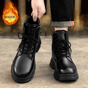 2024 New Style High Top Fashion British Boots Men Black Boots Outdoor Comfort Chelsea Waterproof Anti Slip Men Shoes Short