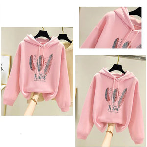 Women's Fashion Feather Printed Hoodies