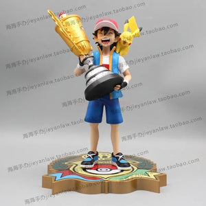 2024 New 28cm Pokemon Pikachu Champion Ash Ketchum Model Cartoon Characters Around Pvc Collection Model Desktop Ornaments Gifts