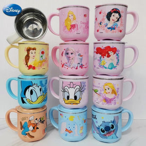 Disney Mickey Mouse Stitch Cartoon Cups Stainless Steel Milk Cup Mugs Anime Figure Frozen Elsa Drink Water Cup Kids Coffee Mug