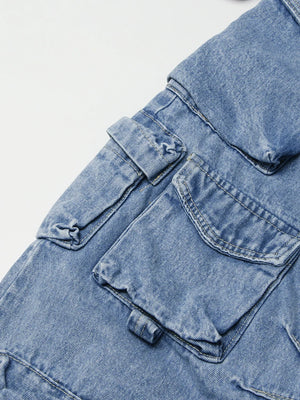 TWOTWINSTYLE Fashion Style Patchwork Button Jeans High Waist Spliced Pocket Loose Casual Denim Wide Leg Pants Female Autumn 2022