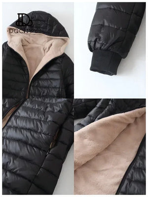 Women's Jacket Winter New Mid Length Korean Edition Hooded