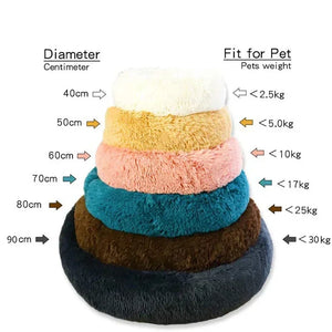 40-90cm Round Pet Bed for Large Dog Bed Super Soft Cat Bed Long Plush Dog House for Medium Dog House Winter Warm Sleeping