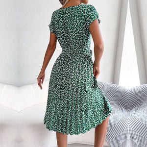 Women's Spring Summer Short Sleeve High Waist Chic Dress