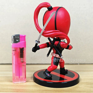 Super Hero Spiderman Deadpool Gesturing Version Deadpool Double Blade Version Action Figure Model Wacky Wobbler Bobble Head Doll