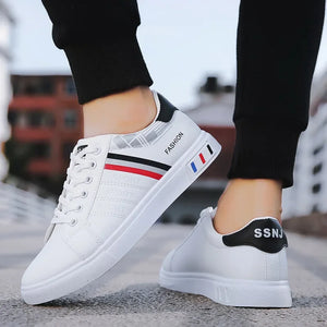 Luxury Men's Sneakers White Vulcanized Sneakers 2023 New Flat Comfortable Shoes for Men Fashion PU Leather Men's Casual Shoes