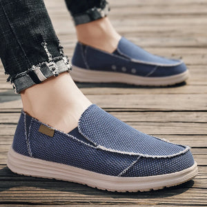 Summer Denim Canvas Men Breathable Casual Shoes Outdoor Non-Slip Sneakers Comfortable Driving Shoes Men's Loafers Big Size 39-47