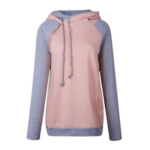 Women Patchwork Long Sleeve Hooded Sweatshirt Side Zipper Decorate Drawstring Pockets Street y2k Pullovers Tops Female Clothing