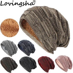 LOVINGSHA Women Men Winter Warm Hat For Adult Unisex Outdoor New Wool Knitted Beanies Skullies Casual Cotton Hats Cap HT143