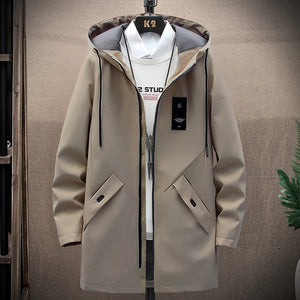 2023 Spring and Autumn New Classic Fashion In The Long Waterproof Coat Men Casual Loose Comfortable High Quality Trench Coat