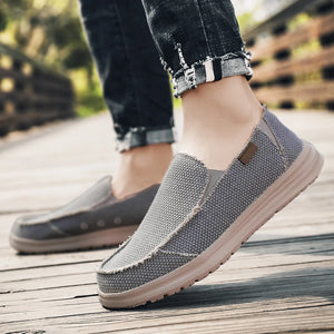 Summer Denim Canvas Men Breathable Casual Shoes Outdoor Non-Slip Sneakers Comfortable Driving Shoes Men's Loafers Big Size 39-47