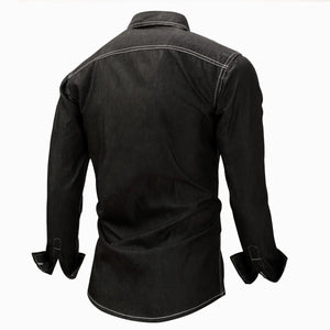 3XL Mens Lapel Cardigan Long Sleeve Demin Shirts Male Outdoor Hiking Cycling Training Shooting Climbing Breathable Tactical Tops