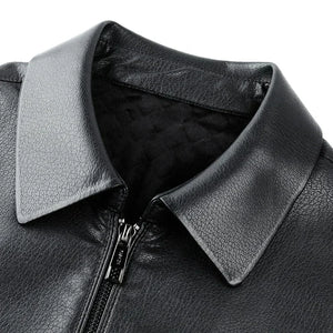 Leather Genuine Clothes Men's Stand Collar Luxury Jacket Autumn and Winter plus Velvet Warm Leisure Simple Coat