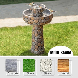 Outdoor Water Fountain Outdoor Waterfall with Birds Decor Freestanding Patio Water Pump, 24.41”H Fountains