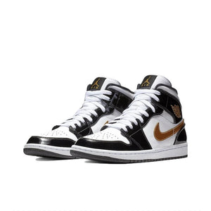 Original Air Jordan 1 Mid SE Leather Shock-absorbing Retro Basketball Shoes Men's Black Gold Version 2023 sneakers 852542-007