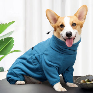 Winter Dog Coats Jackets 4-Leg Turtleneck Thermal Coral Fleece Puppy Pajamas Dog Sweaters Warm Outfits Pet Coats Cat Clothes