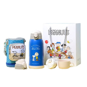 Snoopy Genuine Anime Cartoon Cup 316 Stainless Steel Portable High-Value Water Cup Household Three-Lid Children'S Thermos Cup